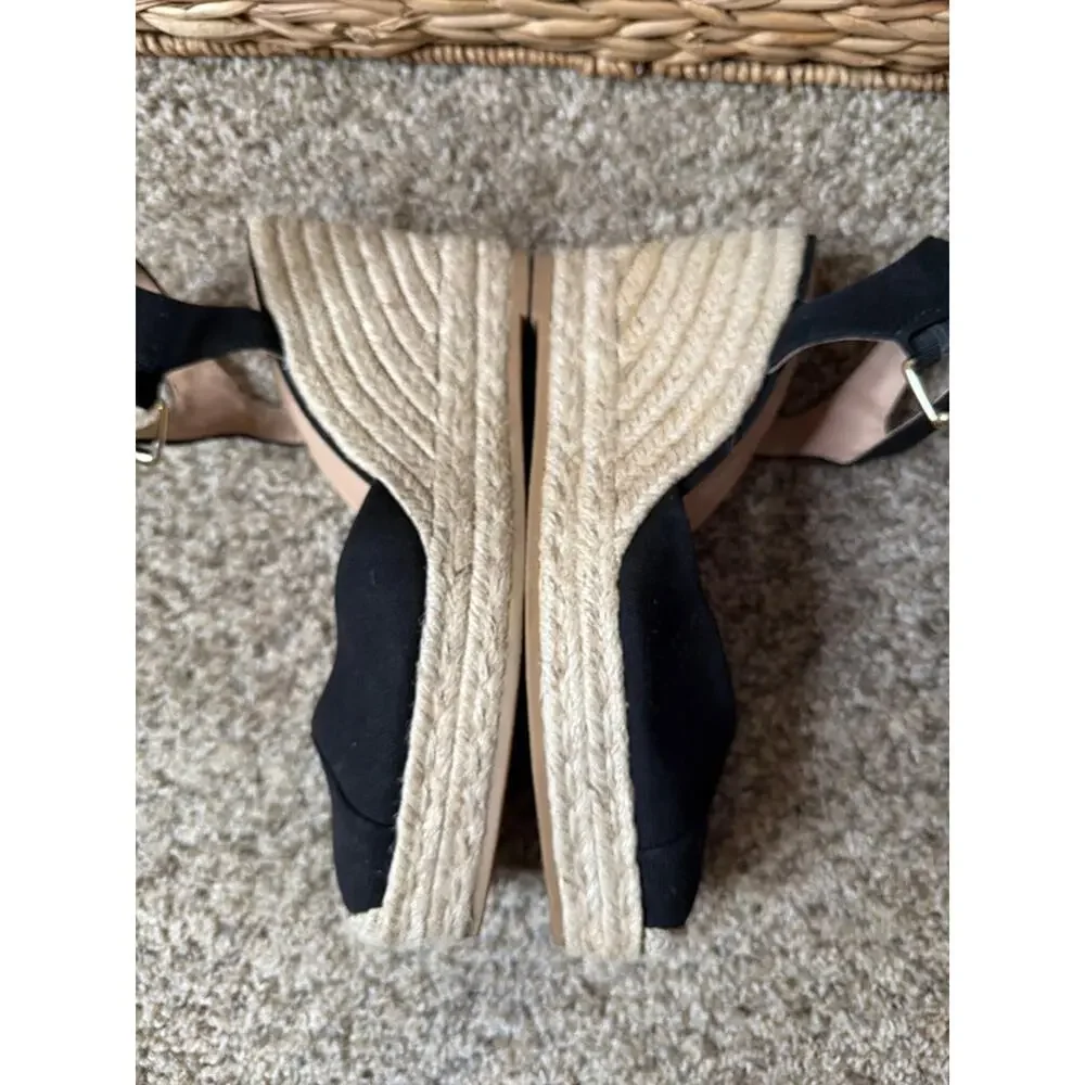 Time and Tru black wedge espadrille 10 641